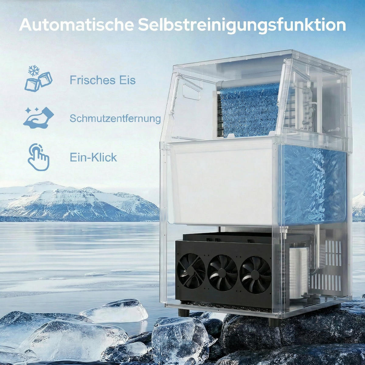 KOMMERZIELLE-EISWÜRFELMASCHINE Edelstahl Silber - Silberfarben, Metall (40.9/80.4/45cm) - HOMCOM