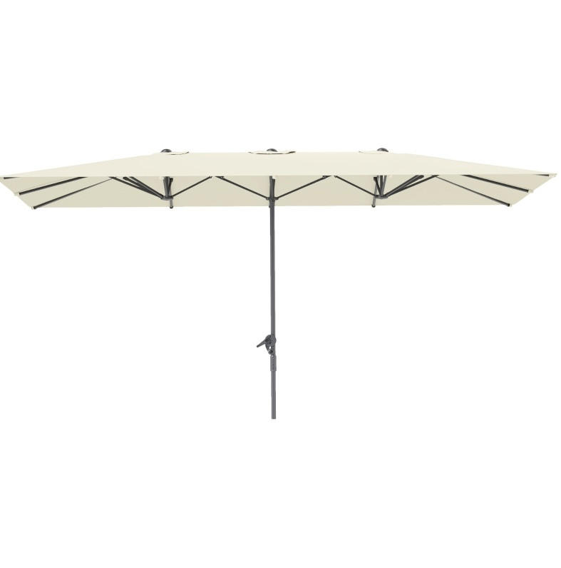 DOPPELSONNENSCHIRM aus Polyester & Metall 451x264x264 cm in Beige mit Kurbel - Beige, Metall (264/264cm) - Modfu