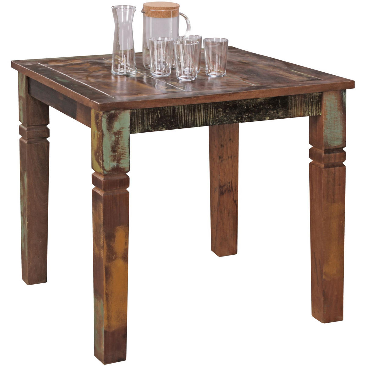 ESSTISCH Massivholz Quadratisch Landhausstil DIANA, Beige 80x80x76 cm - Beige/Braun, Holz (80/80/76cm) - KADIMA DESIGN