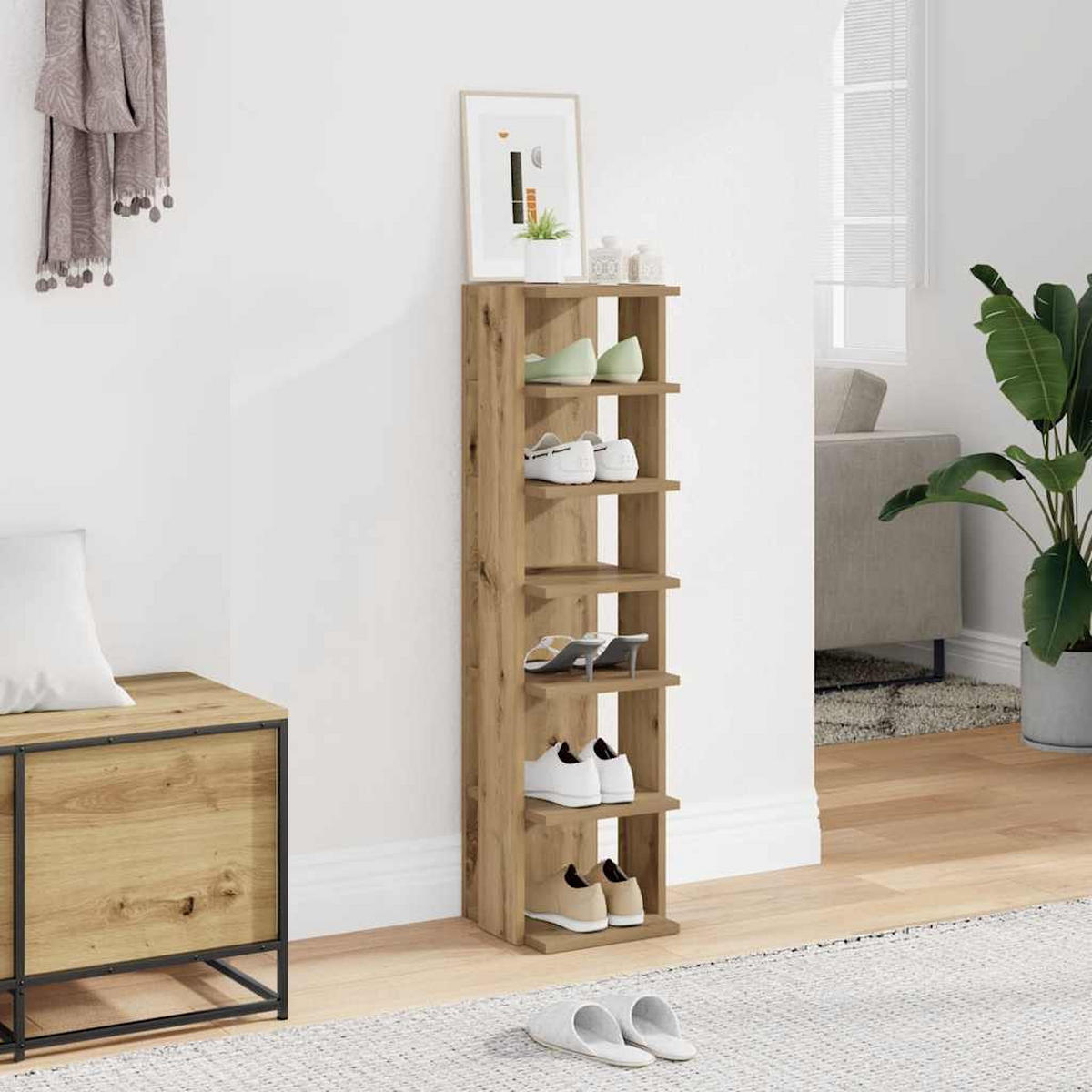 SCHUHSCHRANK Artisan-Eiche 28/27/102 Cm Holzwerkstoff - Braun, Holzwerkstoff (27/102/28cm) - vidaXL