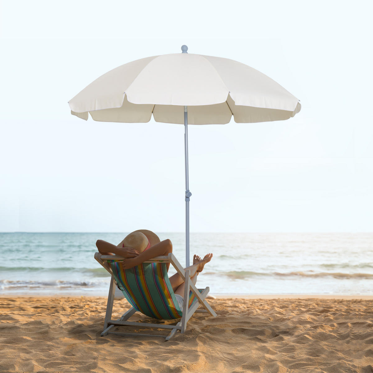 SONNENSCHIRM DE-11370 neigbar, octogonal, mit Tragetasche Creme - Creme, Metall (202/202cm) - ComfortXL