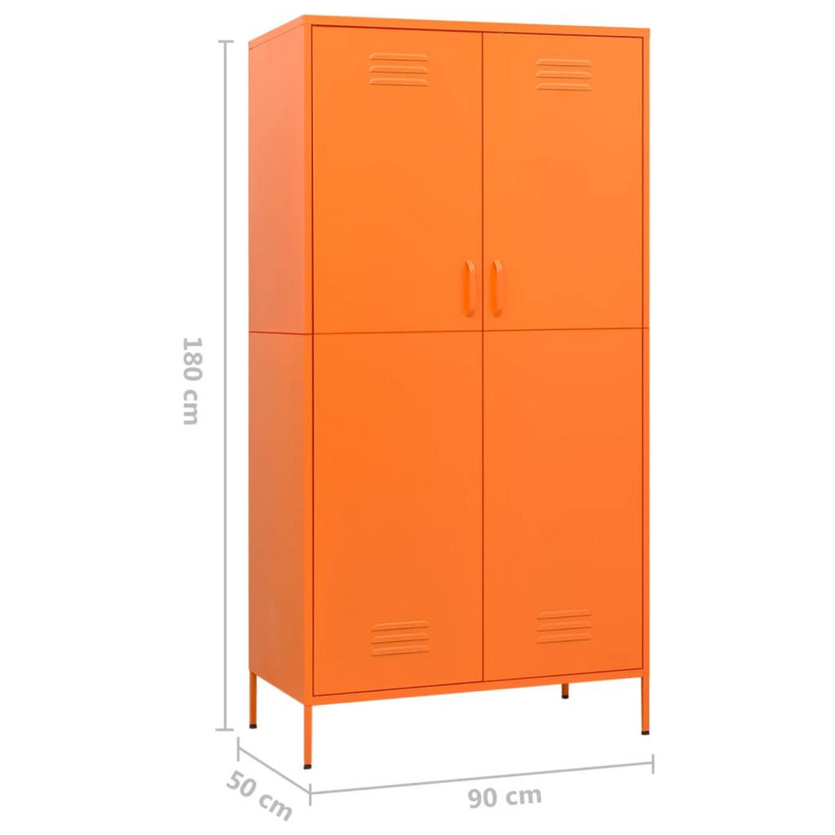 KLEIDERSCHRANK 2-Türig mit 4 verstellbaren Fächern 90/50/180 cm aus Stahl Orange - Orange, Metall (90/180/50cm) - vidaXL