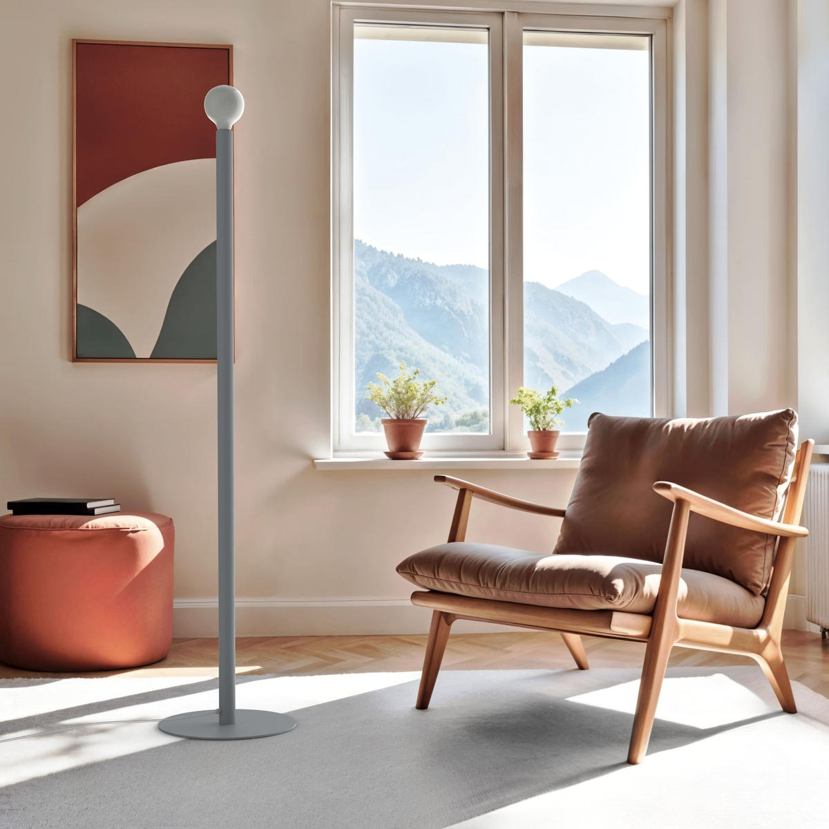 STEHLEUCHTE Puro - Grau, Metall (40/40/165cm) - Lumicom