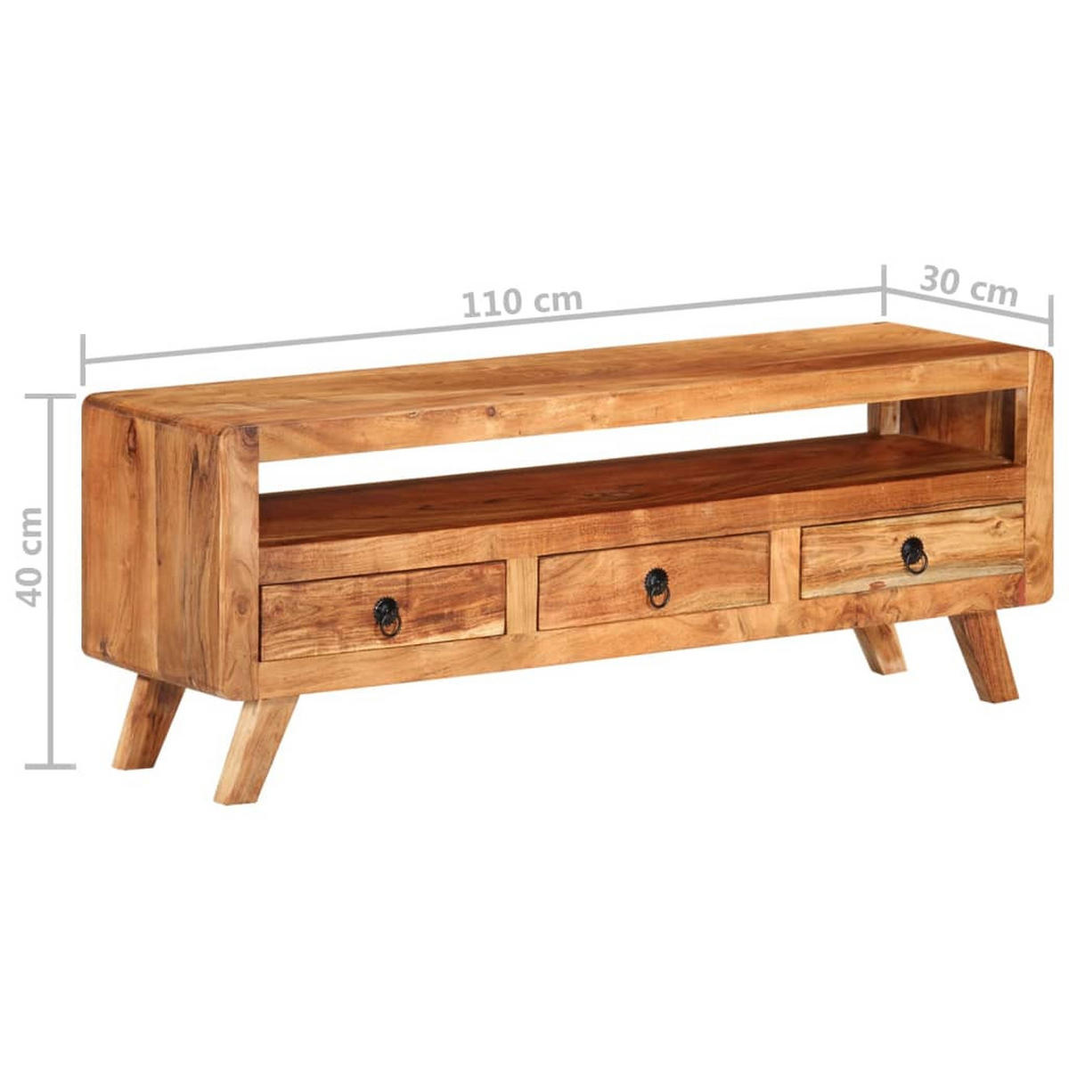 TV-SCHRANK 110/30/40 Cm Massivholz Akazie - Braun, Holz (30/40/110cm) - vidaXL