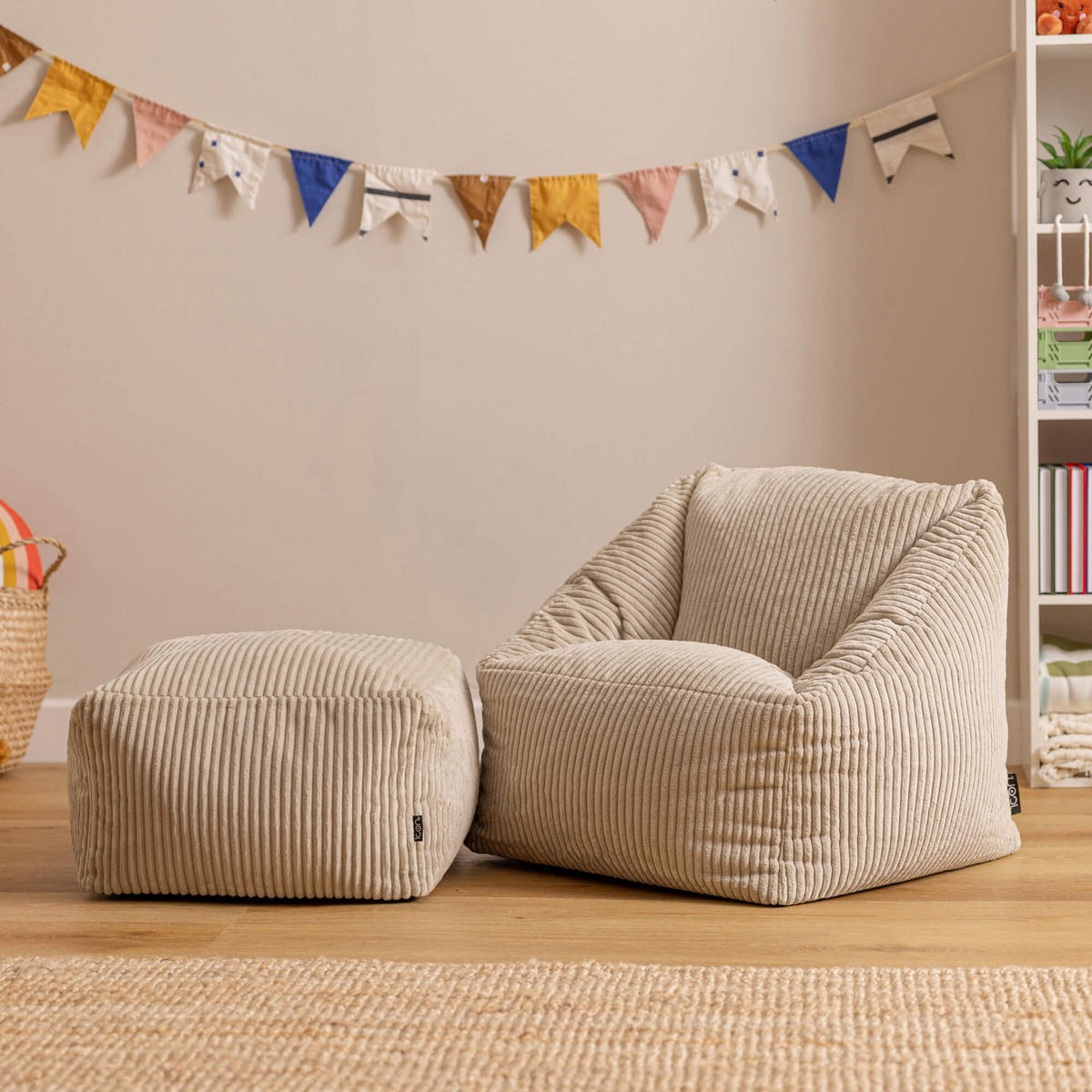 KINDERSITZSACK mit Hocker Natalia - Beige, Textil (55/44/55cm) - icon