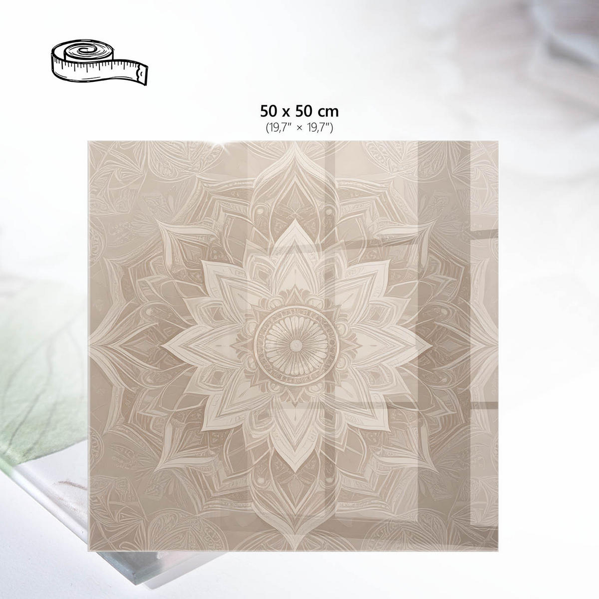 TISCHPLATTE 50x50 cm – Mandala-Muster - Braun, Glas (50/50/0.4cm) - Wallfluent