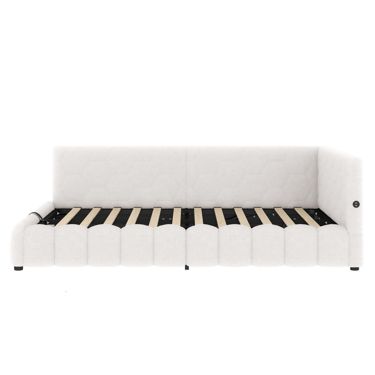 POLSTERBETT 140/200 cm Weiß mit Stauraum, LED-Beleuchtung und USB - Weiß, Textil (140/200cm) - Flora Grace