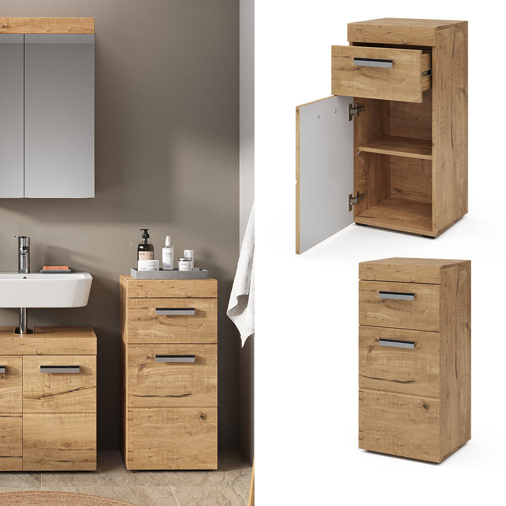 MIDISCHRANK Luna Eiche Wotan 37 x 79 cm - Eiche Wotan, Holzwerkstoff (37/79/32.6cm) - Vicco