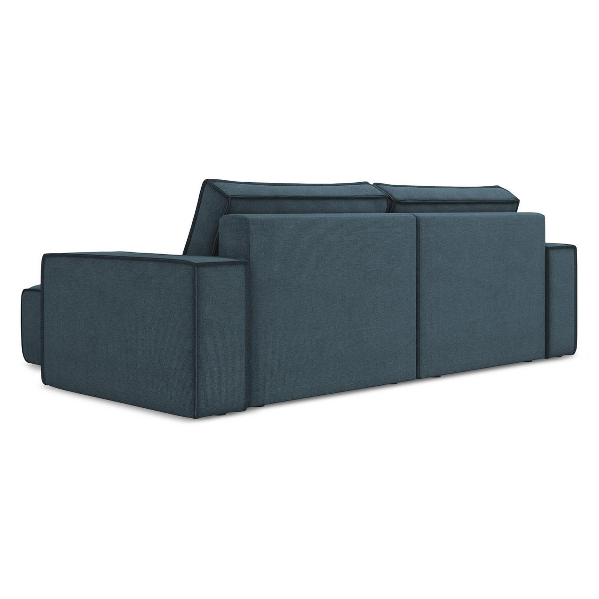 ECKSOFA mit Schlaffunktion Strukturstoff Stoff Blau - Blau/Blaugrau, Kunststoff/Textil (257/148cm) - LaMiaSofa