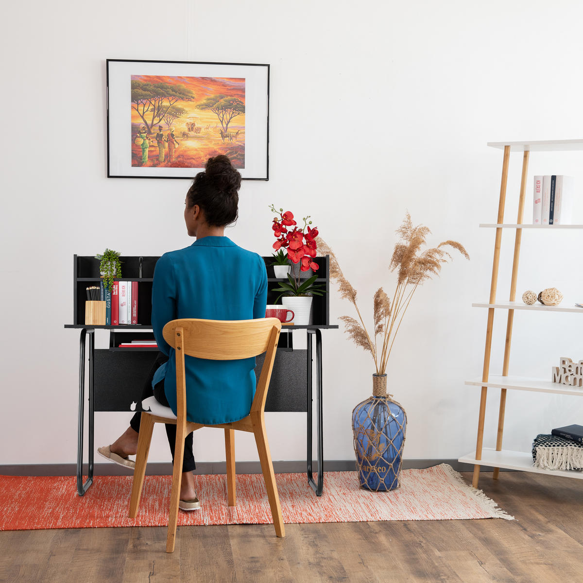 SCHREIBTISCH - Multicolor, Holzwerkstoff/Metall (60/120/109cm) - Relaxdays