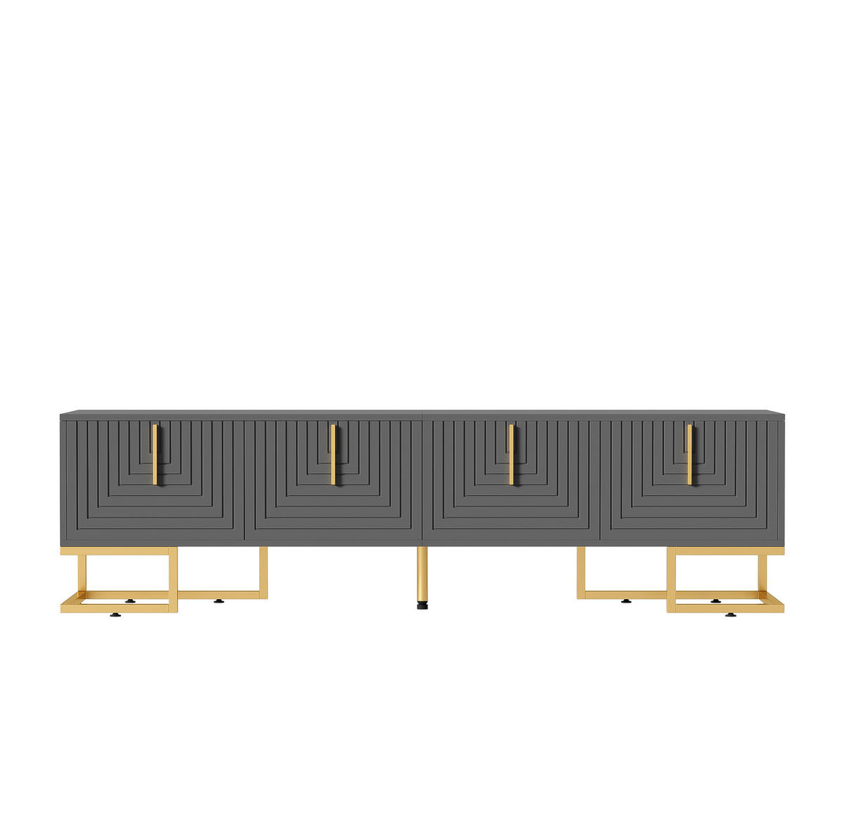 TV-ELEMENT mit 4 Türen 170 cm Grau Schwarz mit goldfarbenen Details - Grau, Holzwerkstoff (40/45.5/170cm) - Beauniv