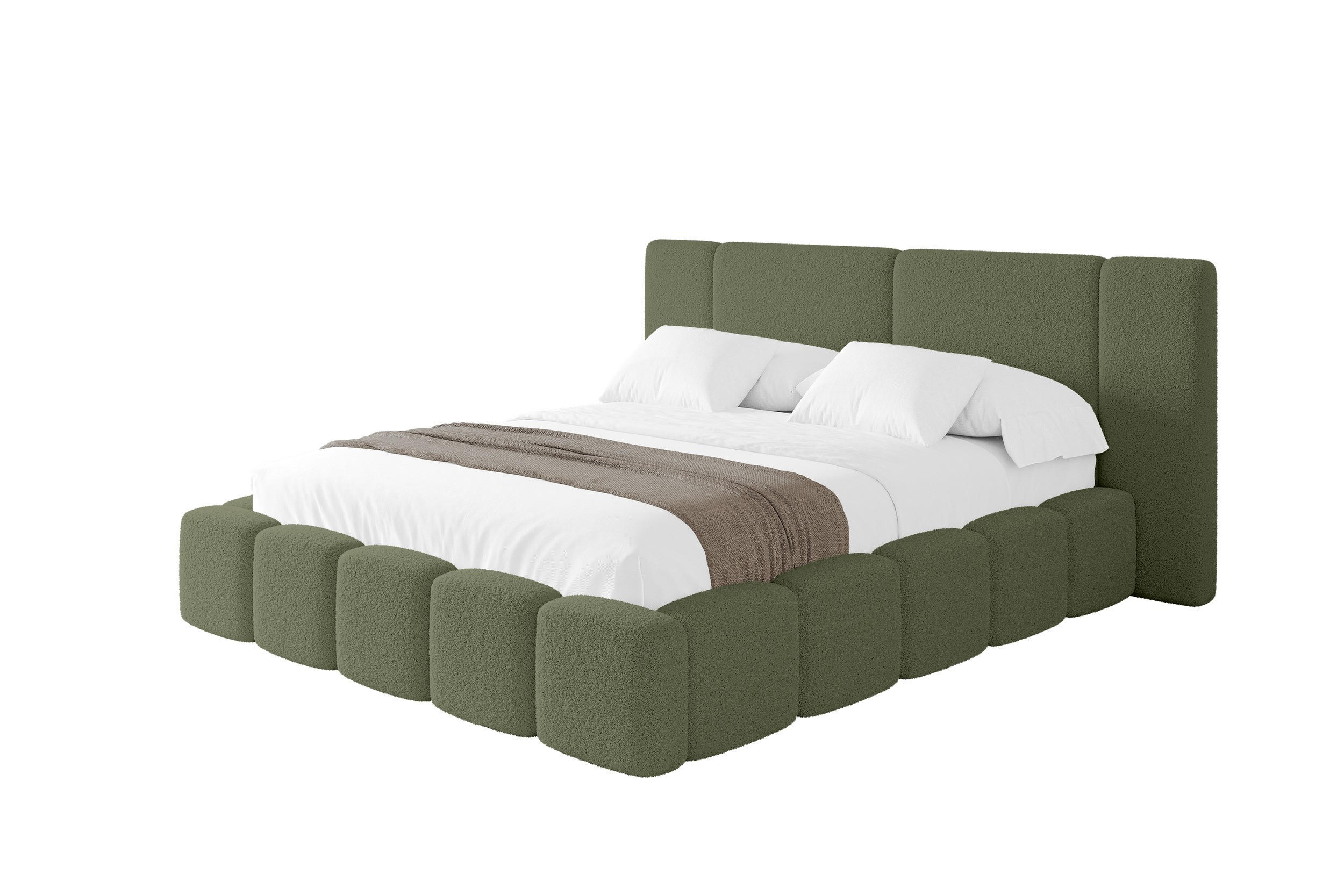 POLSTERBETT mit Bettkasten und Lattenrost, Bett mit Matratze H3/H4 - NILO 120x200 Grün - Olivgrün, Holzwerkstoff/Textil (120/200cm) - ALTDECOR