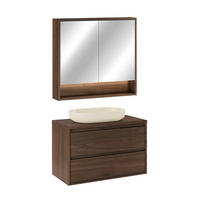 BADMÖBEL 80cm Edmé 2er-Set Dunkles Holz - Braun, Holzwerkstoff (80/52.2/46cm) - Petits-meubles