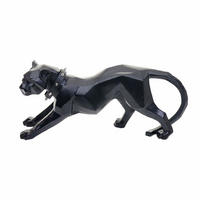 DEKO FIGUR LEOPARD MIT HALSBAND Schwarz - Schwarz, Stein (45/20/11cm) - MCW