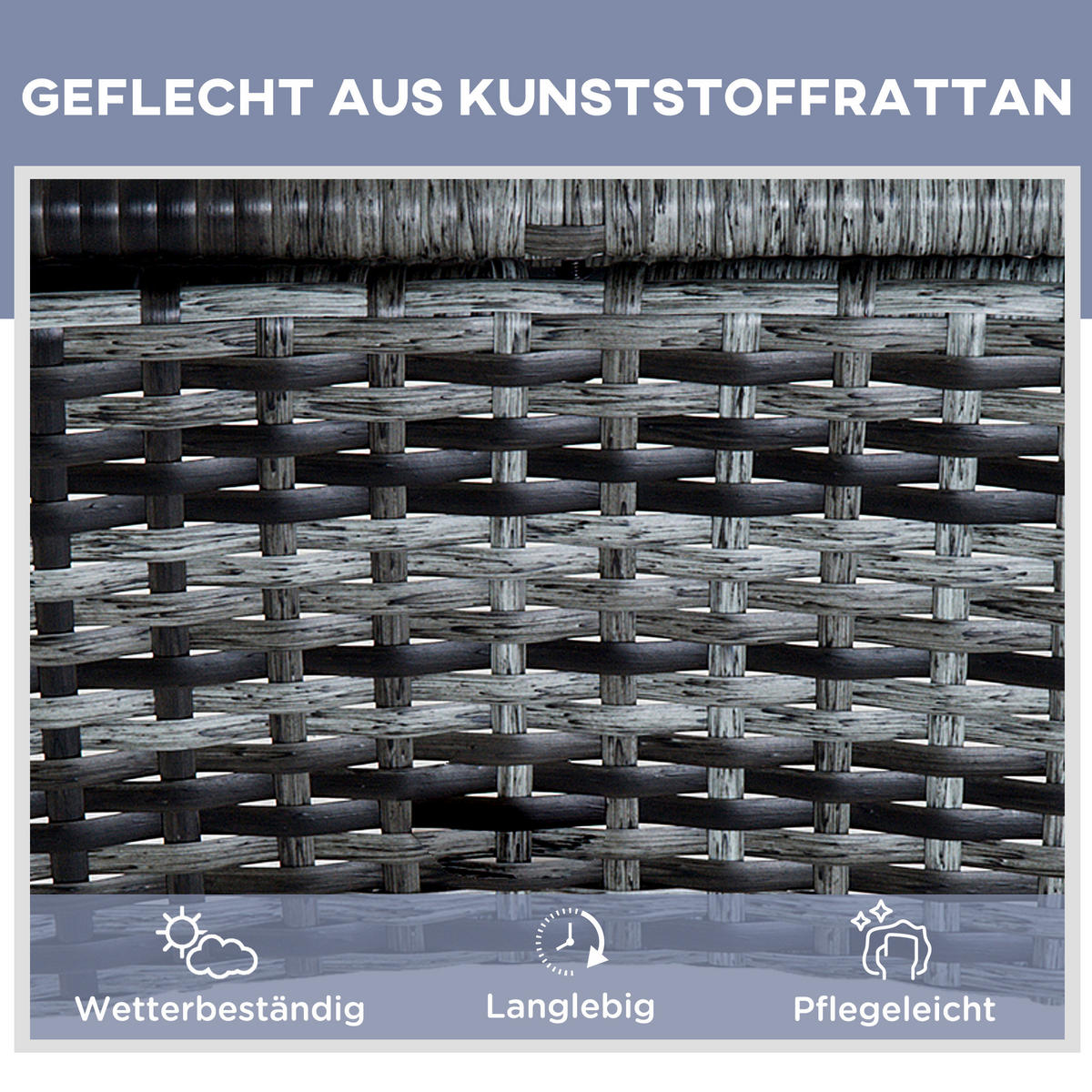 GARTENMÖBEL Set, Metall, PE, Grau - Grau, Metall - Outsunny