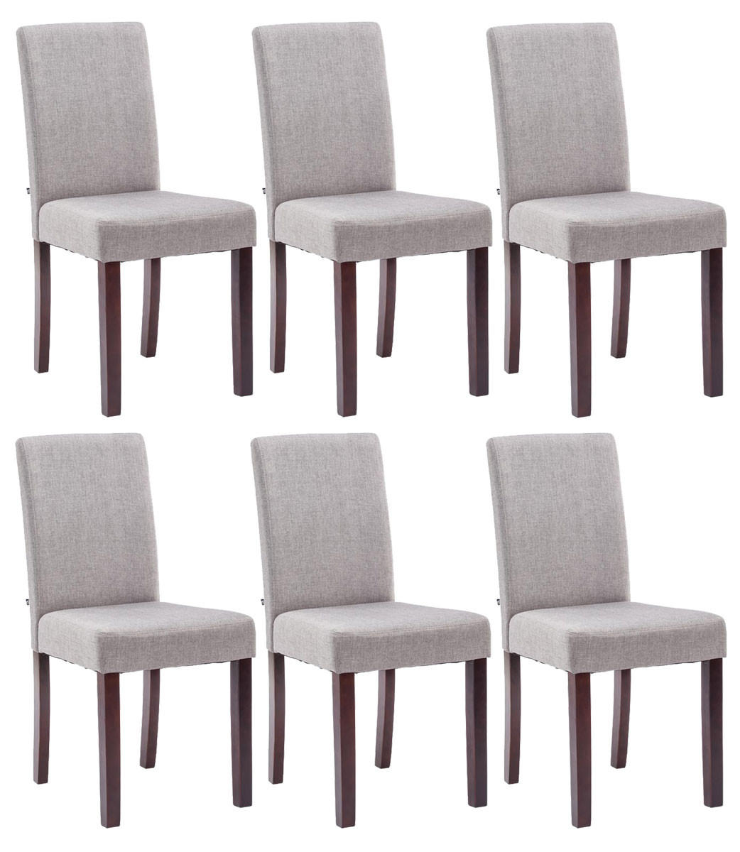 STUHL 6er Set Stoff hellgrau - Hellgrau/Cappuccino, Holz/Textil (41/91/47cm) - CLP