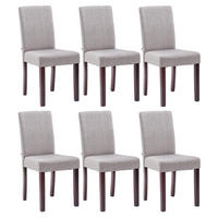 STUHL 6er Set Stoff hellgrau - Hellgrau/Cappuccino, Holz/Textil (41/91/47cm) - CLP