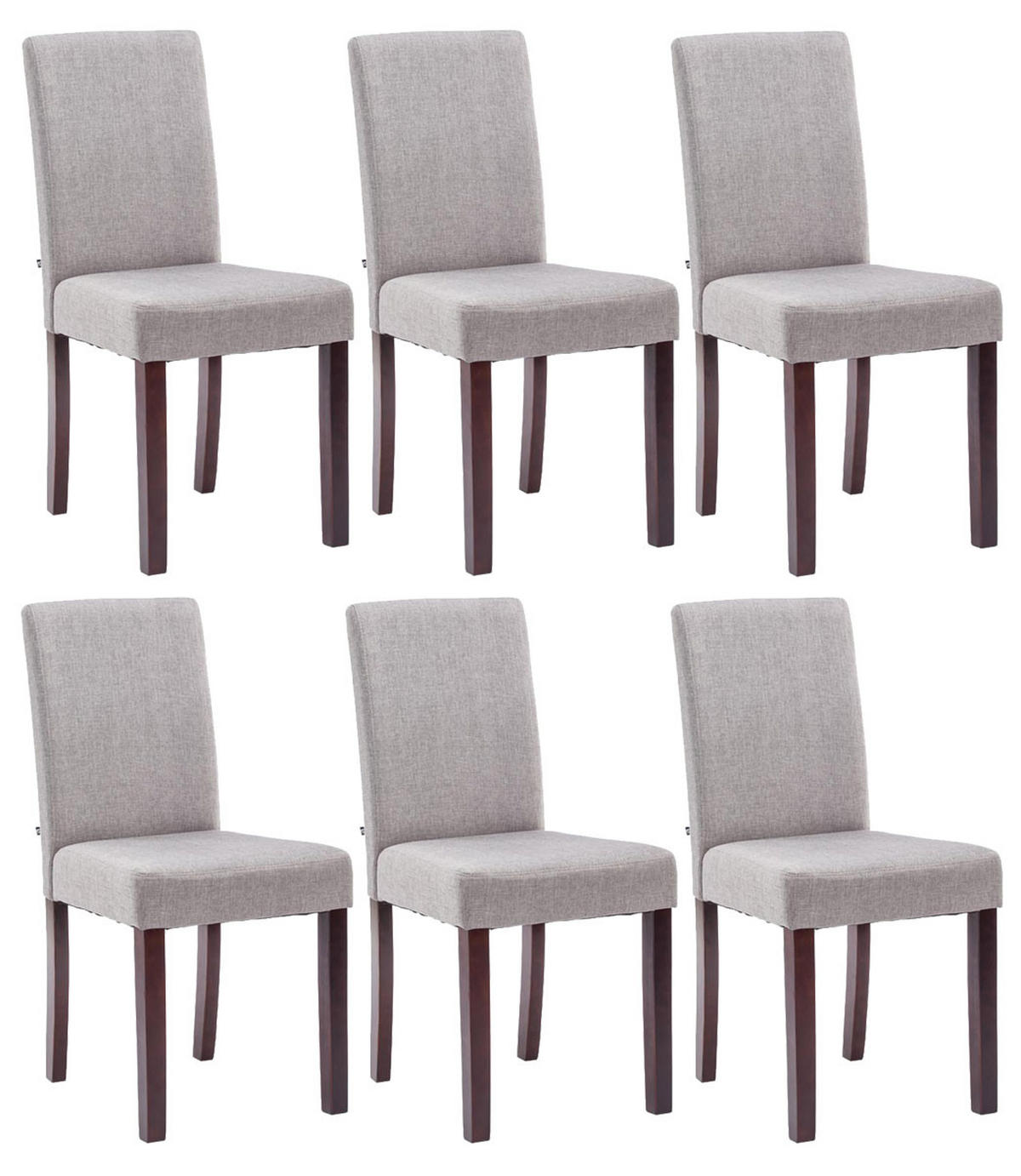 STUHL 6er Set Stoff hellgrau - Hellgrau/Cappuccino, Holz/Textil (41/91/47cm) - CLP