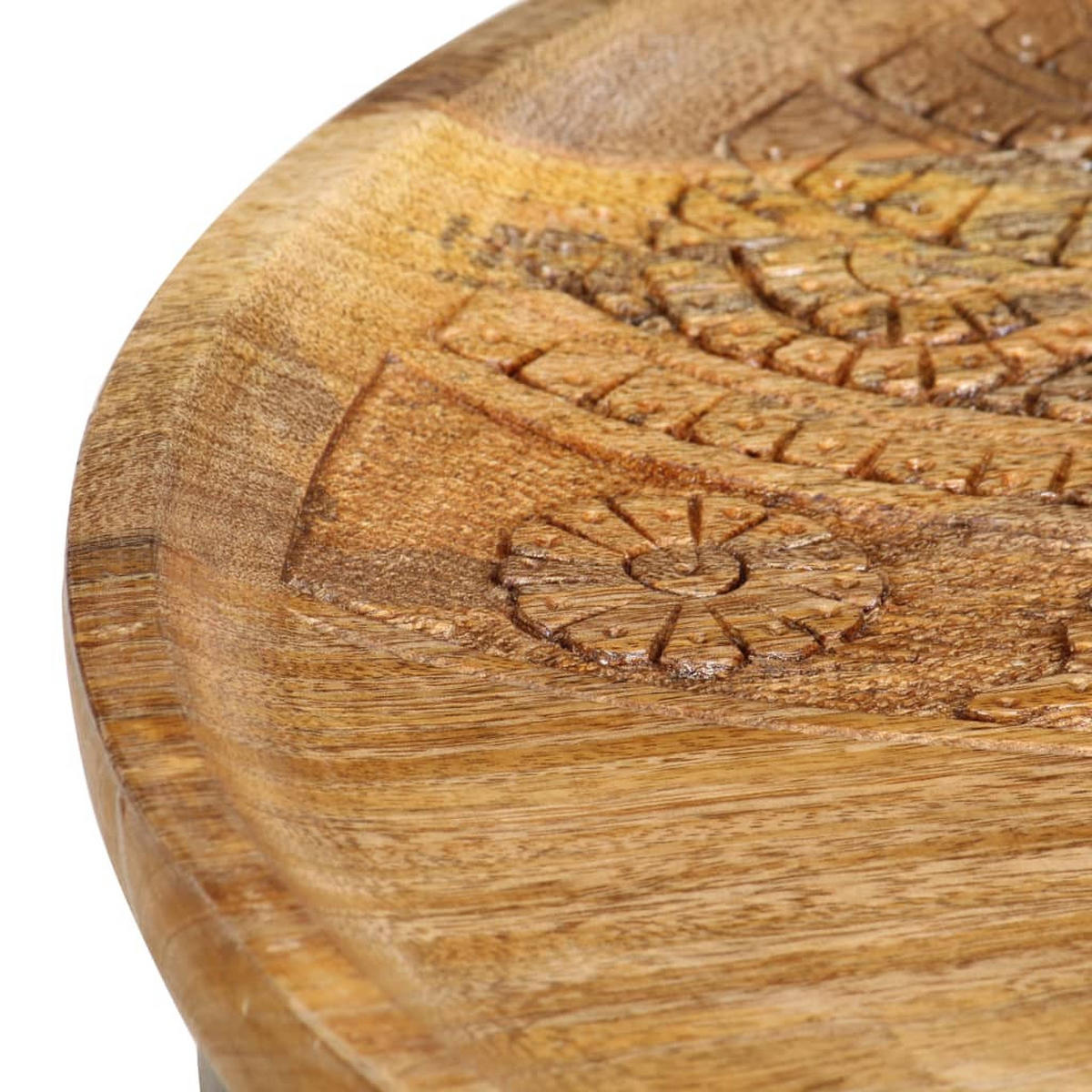 RUNDE Beistelltische 2er set Mango Massivholz Und Stahl - Schwarz/Braun, Holz/Metall (53/53/44cm) - vidaXL