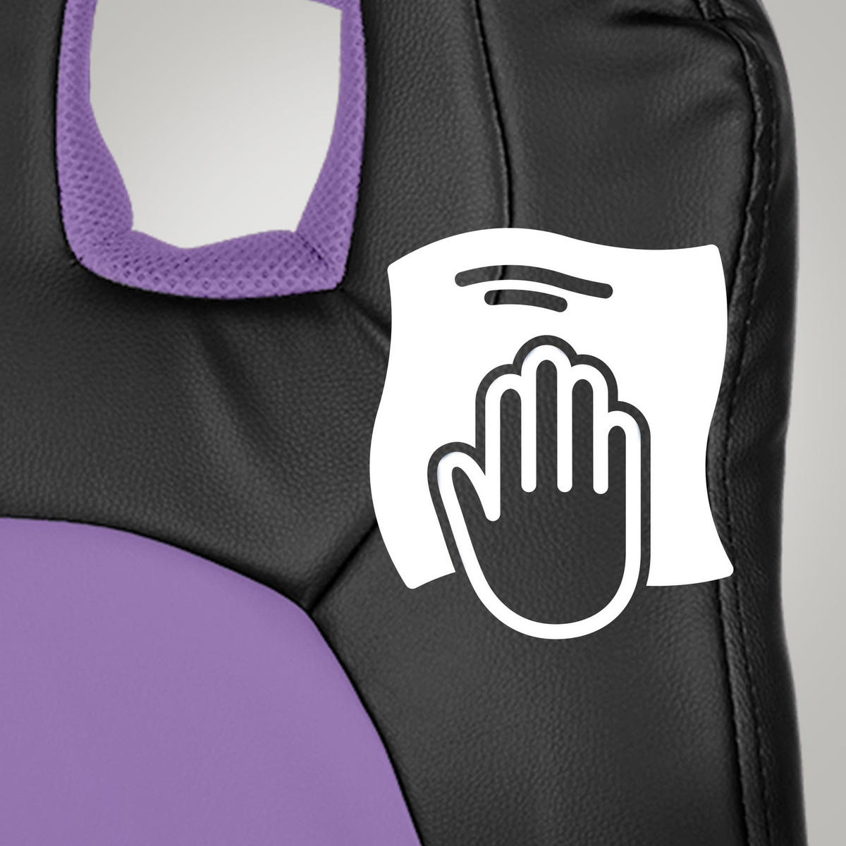 JUGENDDREHSTUHL Lederlook Schwarz/Lila - Lila/Schwarz, Kunststoff/Textil (56/83/59cm) - CLP