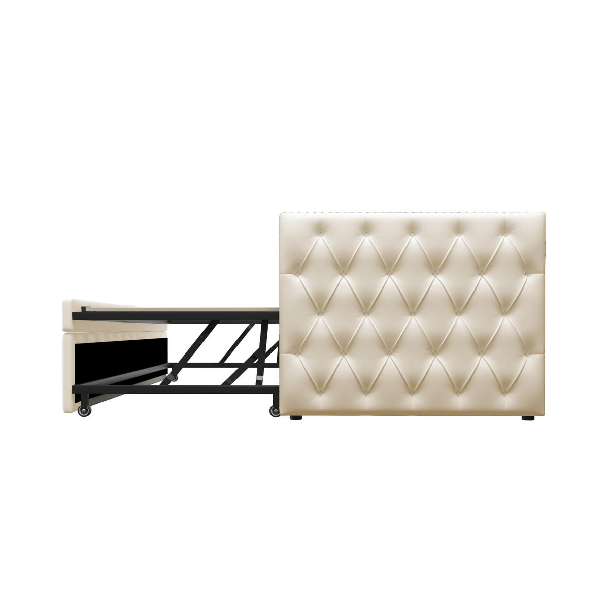 POLSTERBETT Schlafsofa 90/200 cm ausziehbar mit Lattenrost und Samtbezug, Beige - Beige, Textil (90/200cm) - Redom