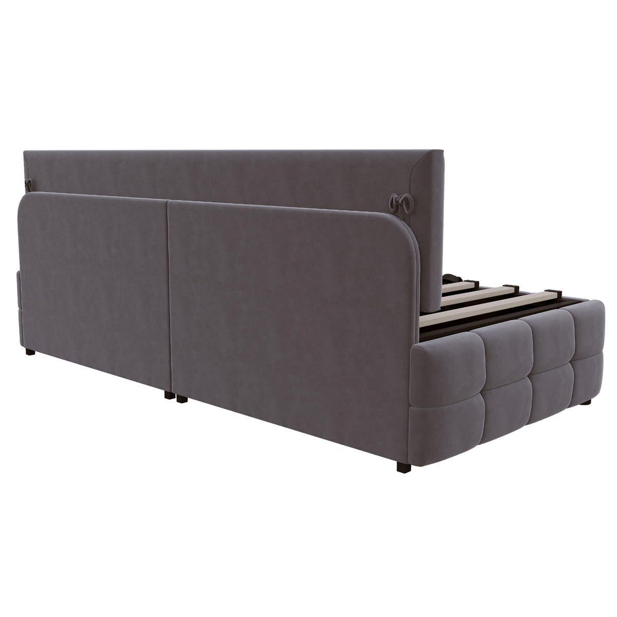 POLSTERBETT 90/200 cm Dunkelgrau mit hydraulischem Stauraum - Grau, Textil (90/200cm) - OKWISH