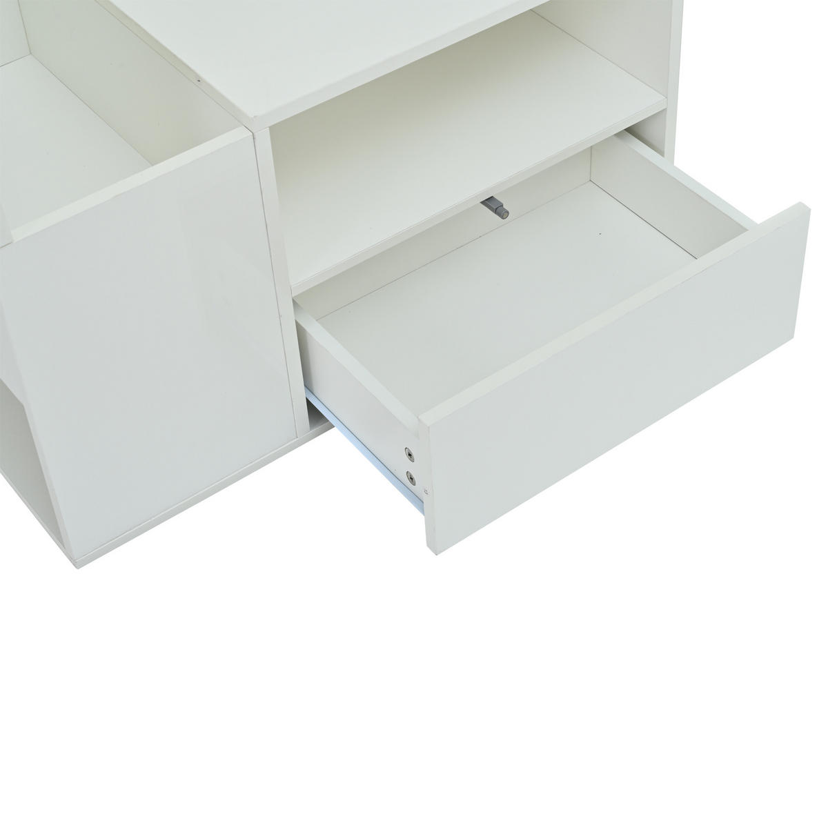 COUCHTISCH DE-122 LED 1-Schublade Weiß - Weiß, Holzwerkstoff (50/100/40cm) - ComfortXL