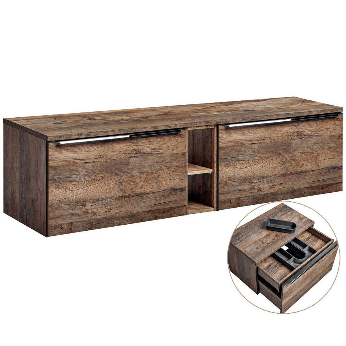WASCHBECKENSCHRANK Puebla-56 - Braun, Holzwerkstoff (180/49/46cm) - Lomado