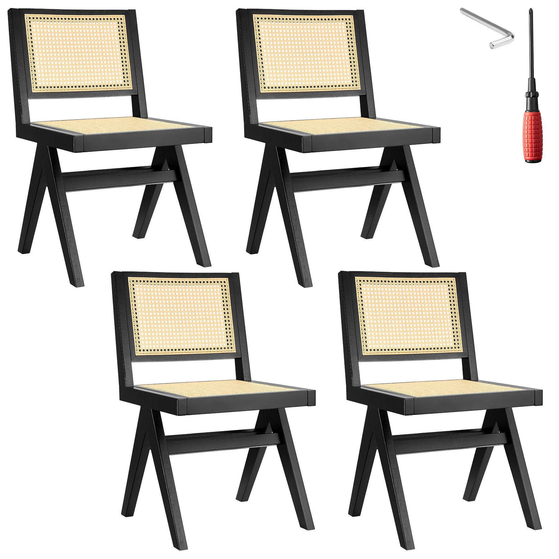 tectake Holzstuhl Schwarz 48.5x83x53.5 cm
