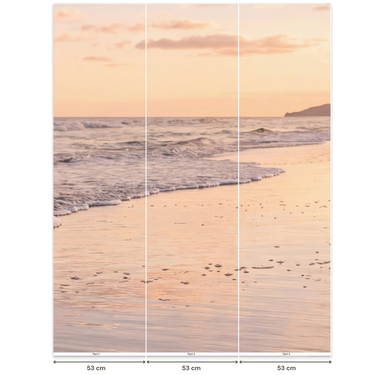 TAPETE - Strand - Brandung - Wolken - 180x200 cm - Hellrosa, Papier (180/200cm) - OnlyWow