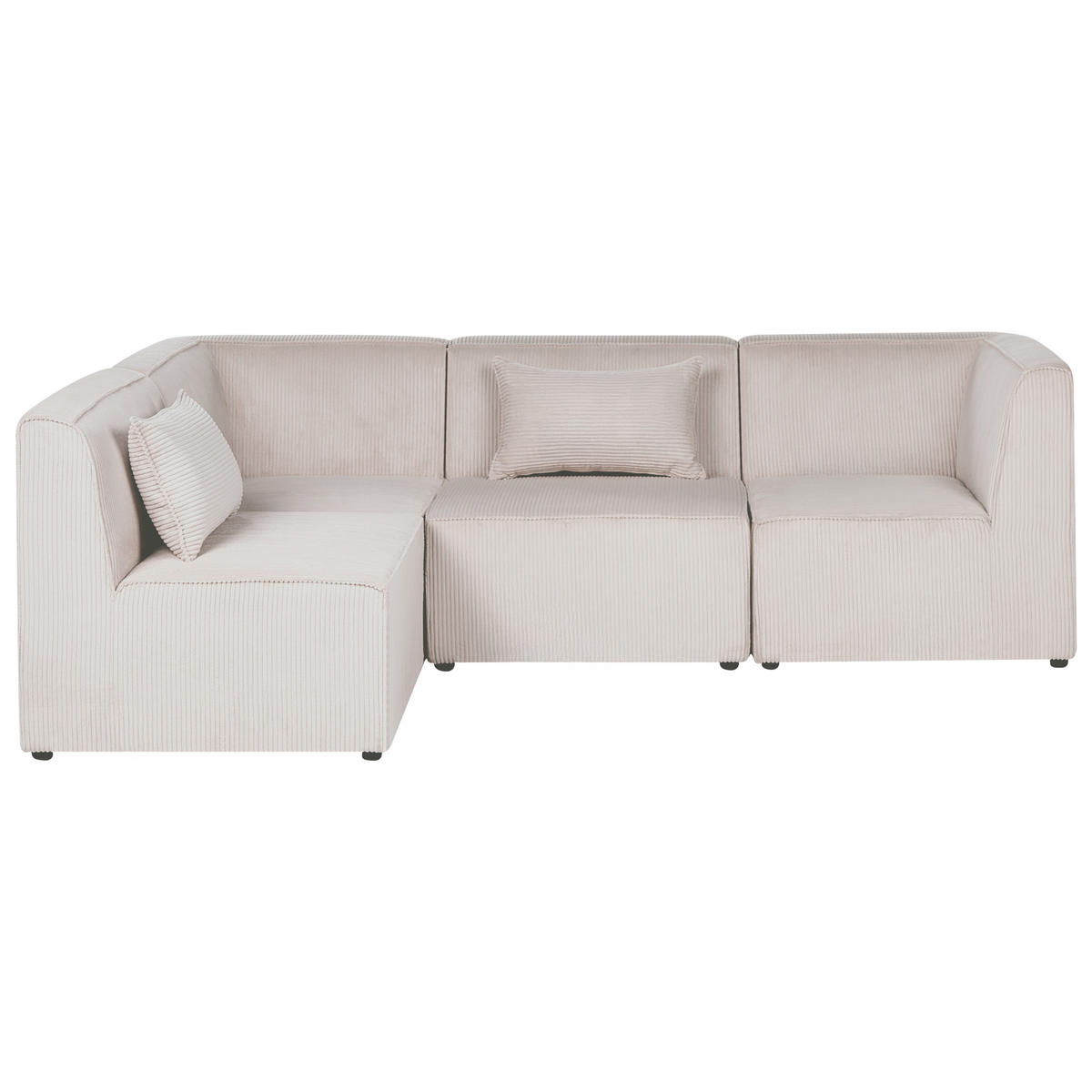 COLȚAR modul cu 4 locuri pe partea dreaptă bej reps reiat Lemvig - bej, material textil (250/166cm) - Beliani