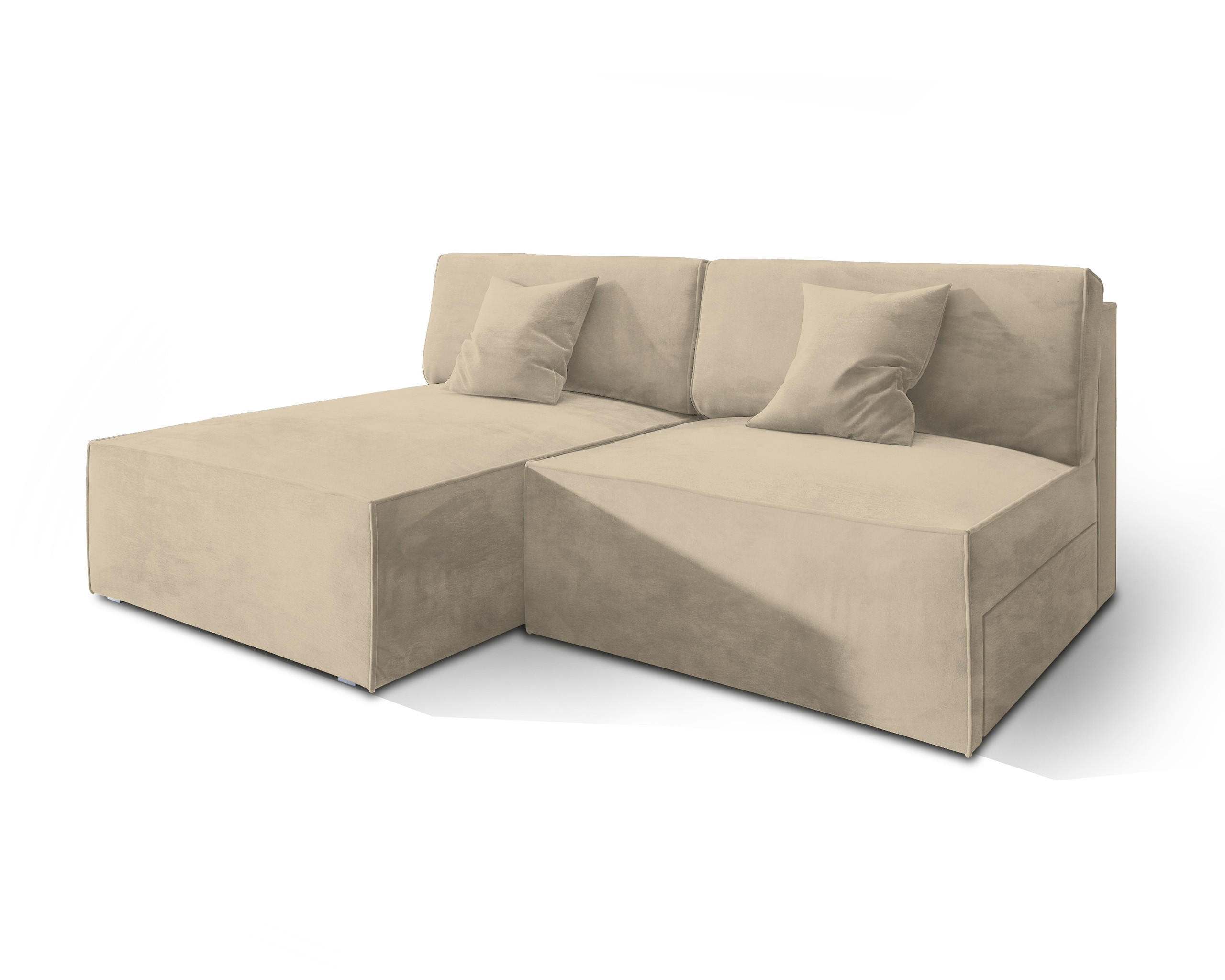 ROHOVÁ SEDAČKA FIORO krémová - šedá/krémová, dřevo/textil (204/148cm) - MASSENO