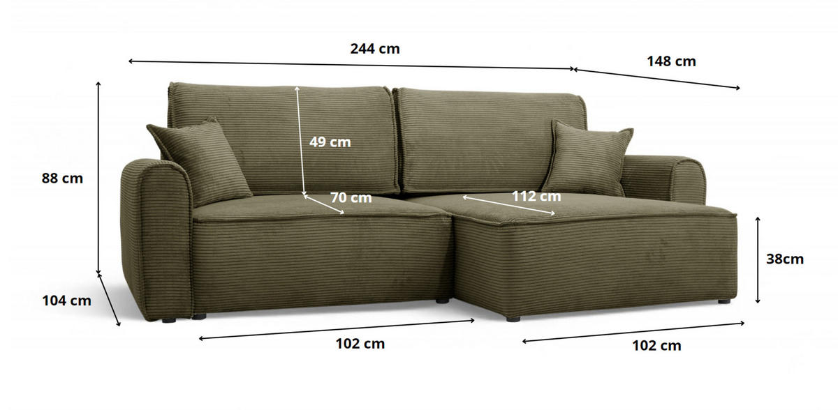 ECKSOFA mit Schlaffunktion Blau - Blau, Textil (244/148cm) - Furnisell
