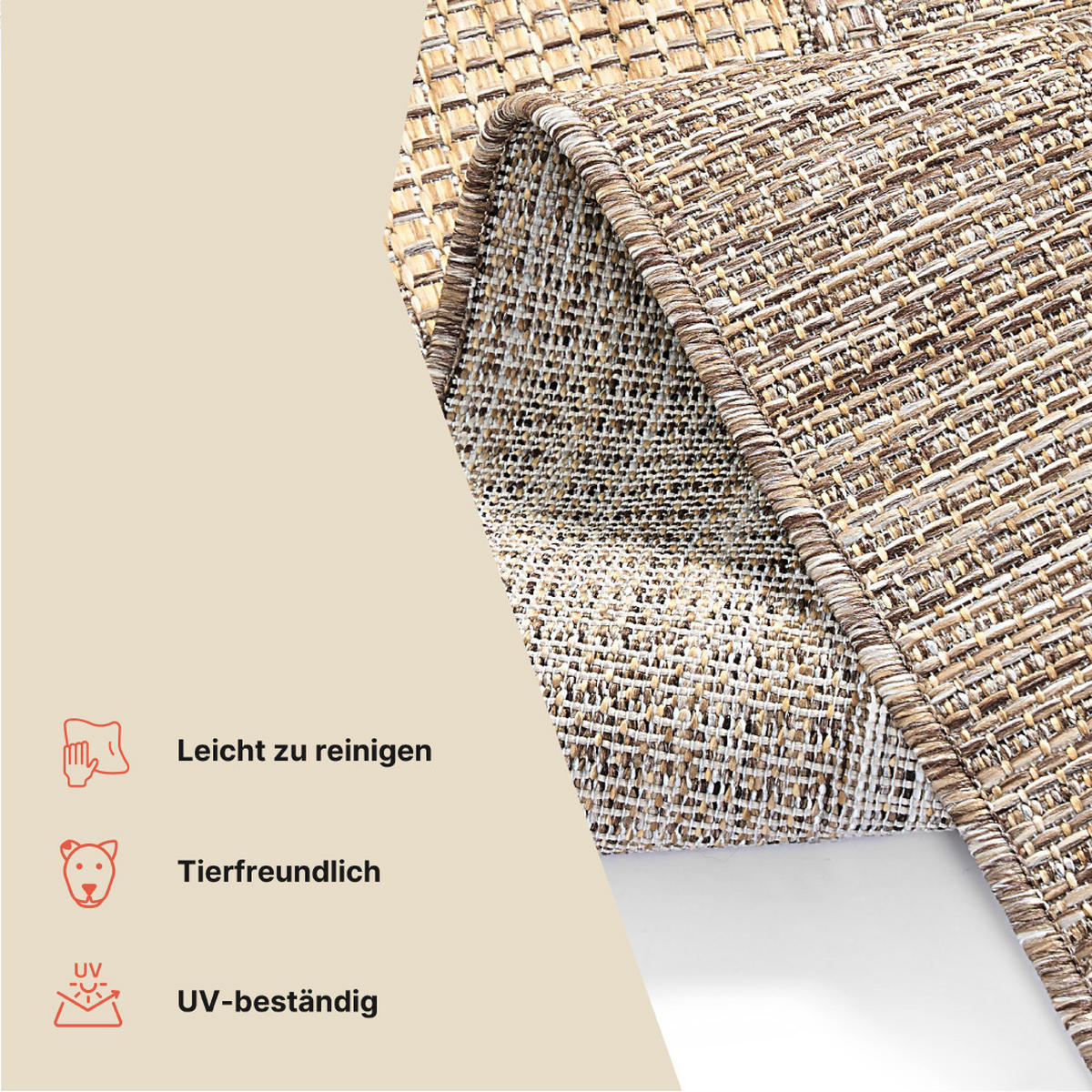 TEPPICH YUCANA Braun Outdoor Flachgewebe 200/300 cm - Braun, Textil (200/300cm) - Tapiso