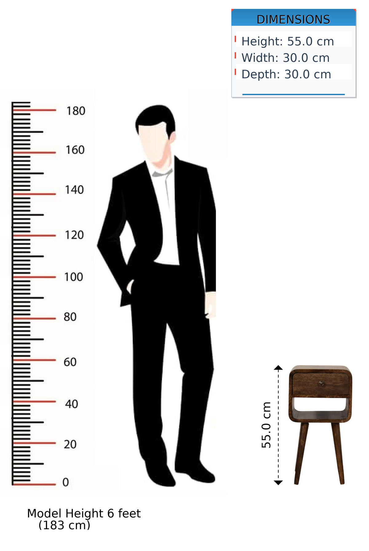 NACHTTISCH Abgerundet mit offenem Regal in Braun - Dunkelbraun/Messingfarben, Holz (30/55/30cm) - Artisan Furniture
