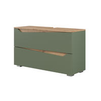 WASCHBECKENUNTERSCHRANK Marelle, Grün/Artisan-Eiche, 100 x 57.5 cm mit 2 Schubladen - Eiche Artisan/Grün, Holzwerkstoff (100/57.5/35cm) - Vicco