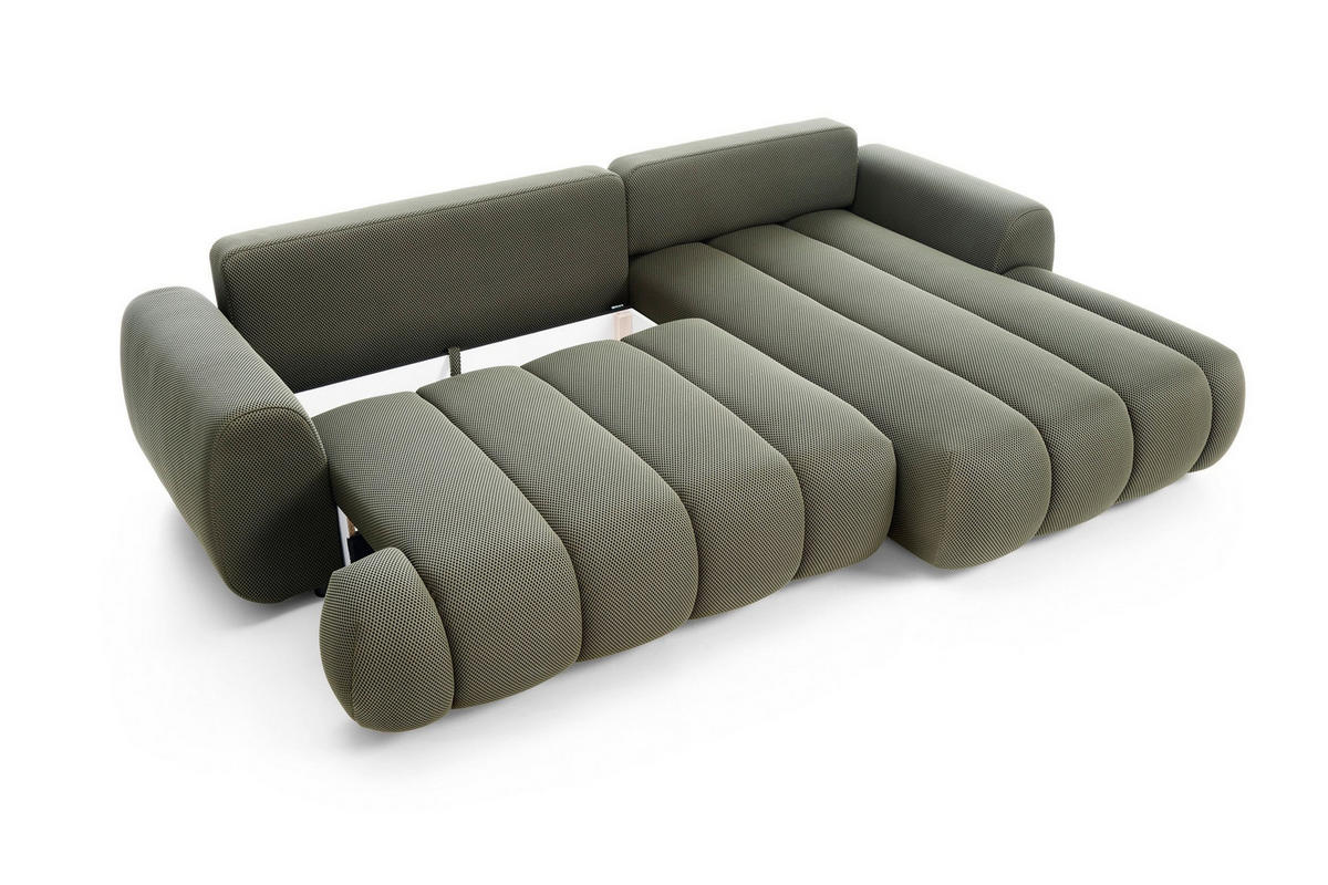 ECKSOFA SITO Grün Jersey mit Schlaffunktion - Grün, Holz (272/168cm) - MASSENO