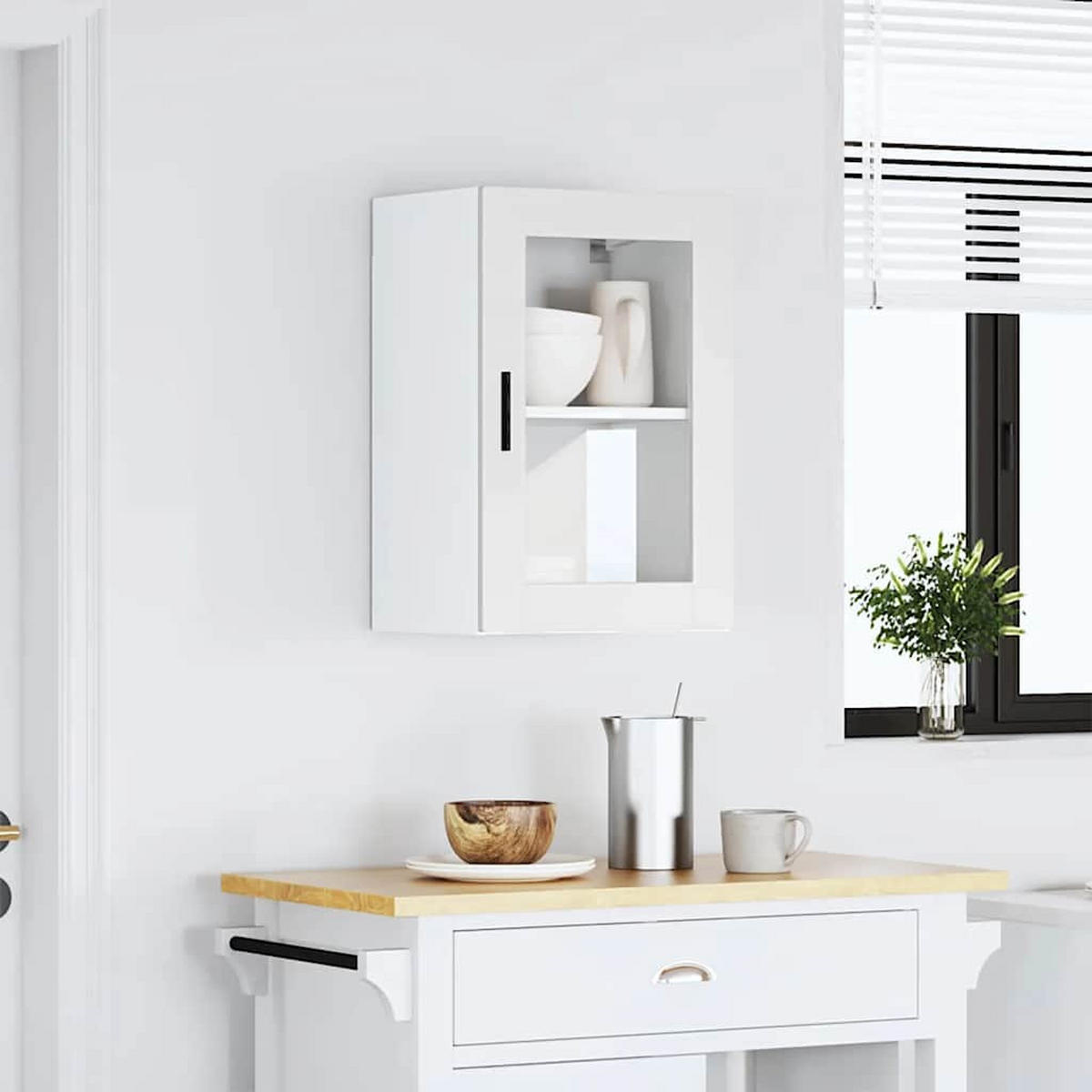 KÜCHEN-HÄNGESCHRANK Mit Glastür Weiss - Weiß, Holzwerkstoff (31/60/40cm) - vidaXL