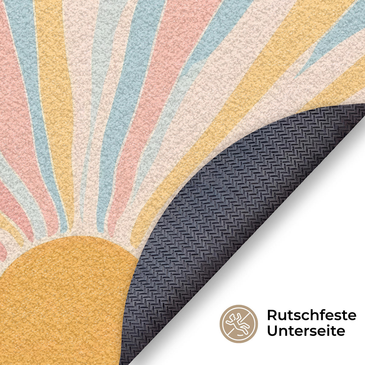 ROHOŽKA Ilustrace - Slunce - Pastelové barvy 90x90 cm - světle růžová, textil/umělá hmota (90/0.4cm) - MuchoWow