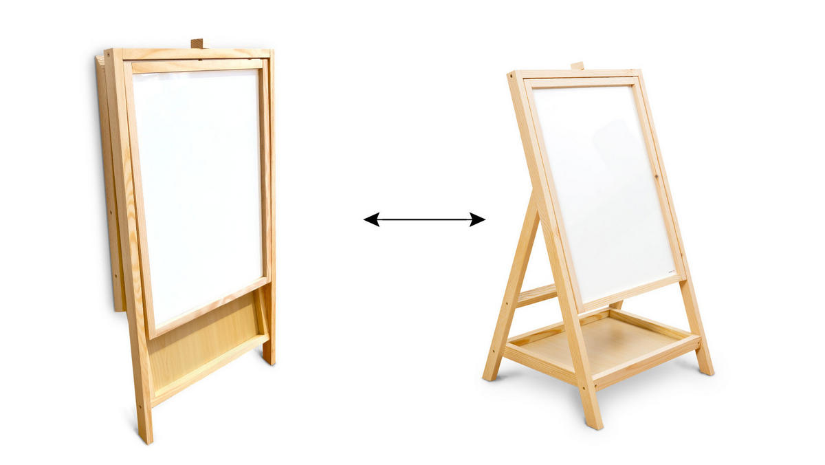 DREHBARE Holztafel für Kinder, zum Zeichnen, magnetisch, Höhe 80 cm - Weiß, Metall (79/44.5/2cm) - ALLboards