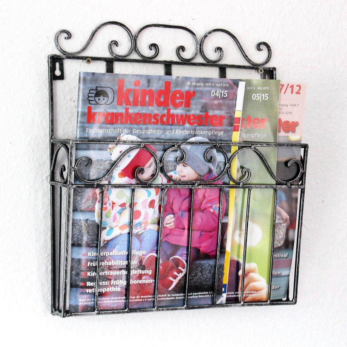 WANDREGAL Metall Zeitungsständer Schwarz 38 cm 9913 - Anthrazit, Metall (33/38/8cm) - DanDiBo
