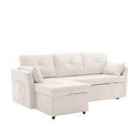 SCHLAFSOFA mit Stauraum, Ausziehbett und wechselbarer Chaiselongue - Beige, Textil (206/88/108cm)