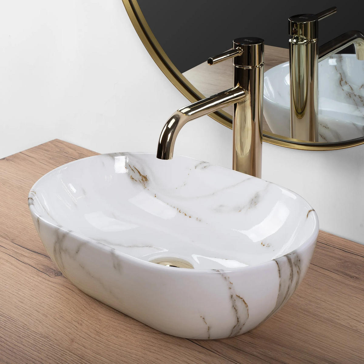 AUFSATZWASCHBECKEN Rea Amelia Mini Aiax Shiny - Weiß, Keramik (26/12/38cm) - REA