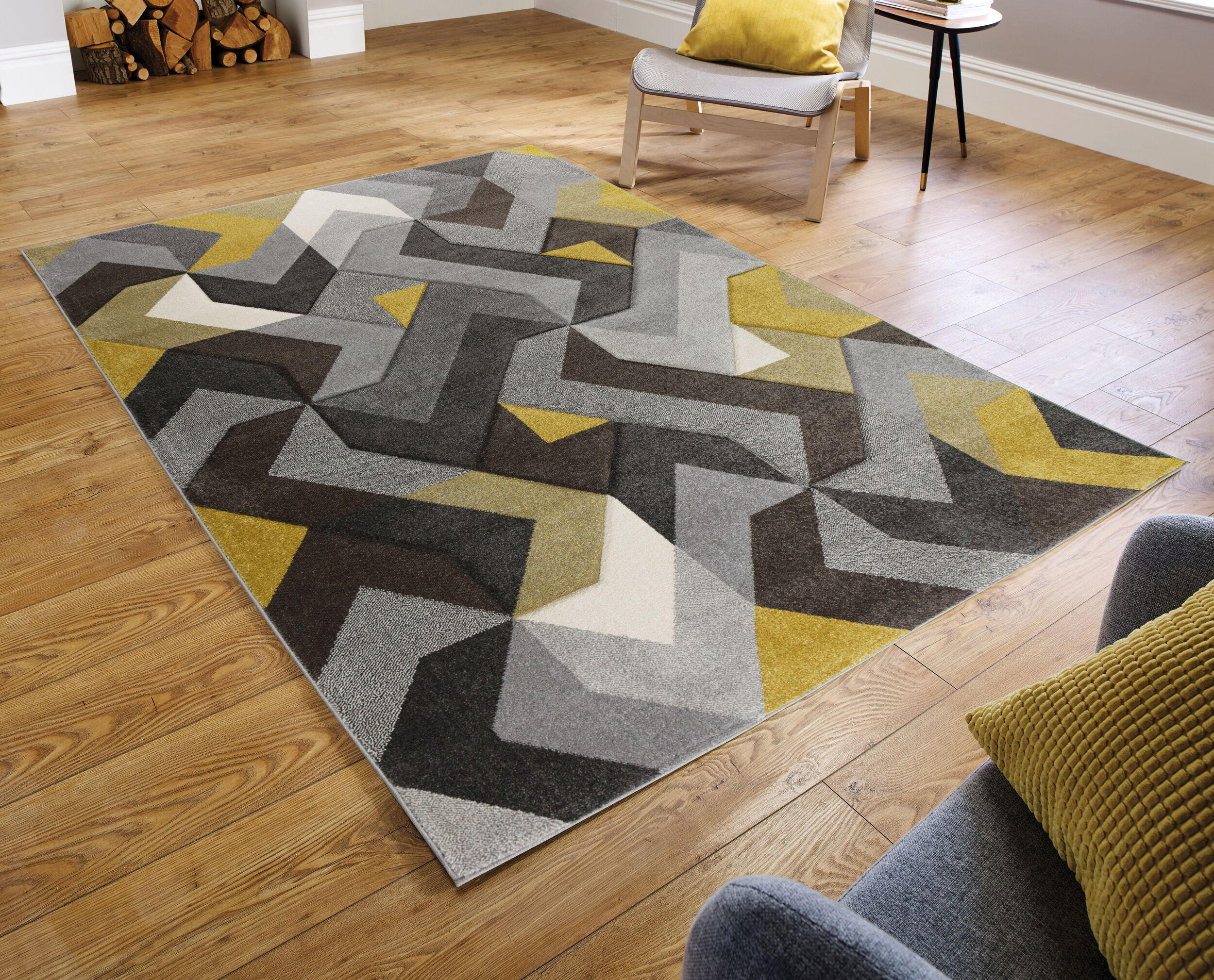 Thumbnail - Kadima Design Teppich, Gelb, Textil, Grafikmuster, Rechteckig, 120x170 cm, pflegeleicht, in verschiedenen Größen erhältl...