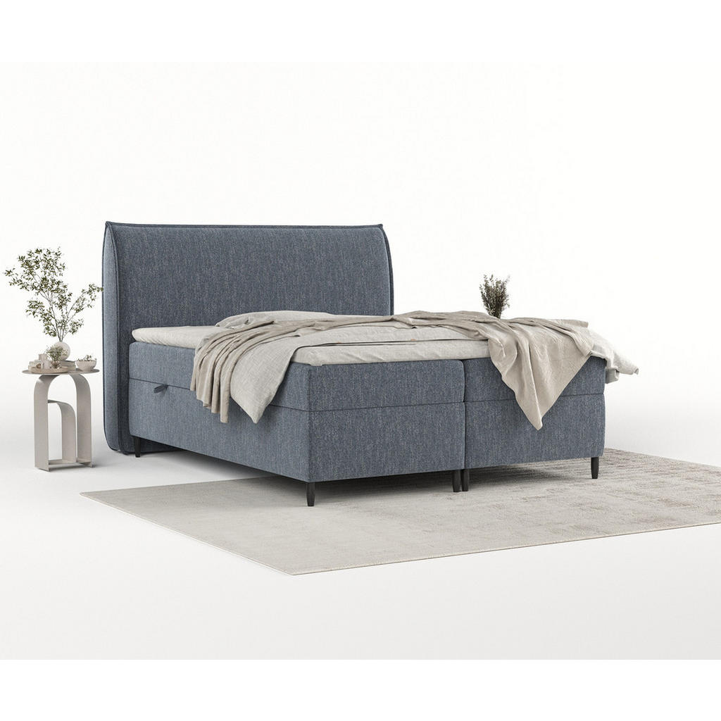 Thumbnail - Maison de Reve Boxbett, Blau, Textil, Buche, Kiefer, H3, Höhe ca. 19 cm, 160x200 cm, Oeko-Tex® Standard 100, FSC 100%, M...