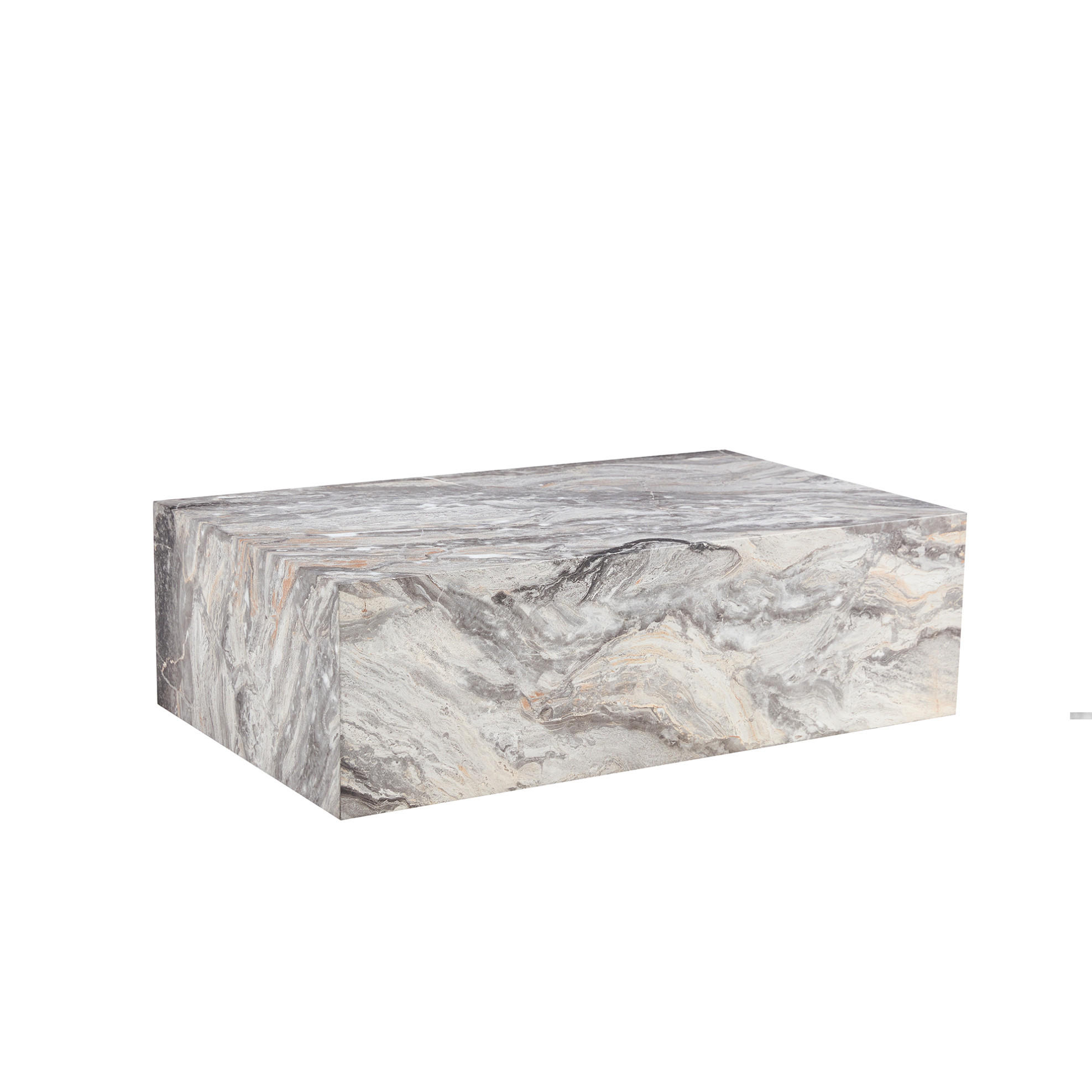 COUCHTISCH aus MDF 90x50x30 cm in Grau mit Marmorimitat-Textur - Grau, Holzwerkstoff (90/50/30cm) - Modfu