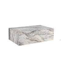 COUCHTISCH aus MDF 90x50x30 cm in Grau mit Marmorimitat-Textur - Grau, Holzwerkstoff (90/50/30cm) - Modfu
