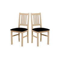 STUHL Bos 1 (2er Set) - Schwarz/Sonoma Eiche, Holz (43/94/40cm) - Leaf Design