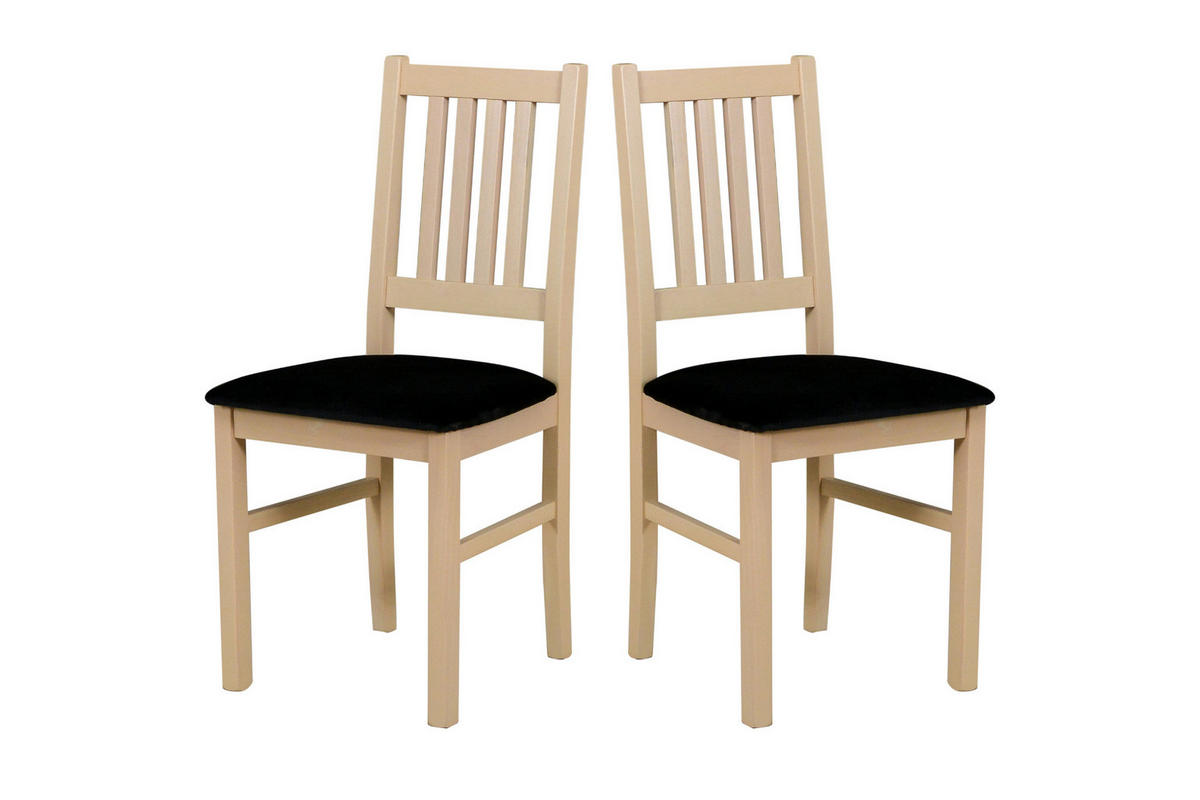 STUHL Bos 1 (2er Set) - Schwarz/Sonoma Eiche, Holz (43/94/40cm) - Leaf Design