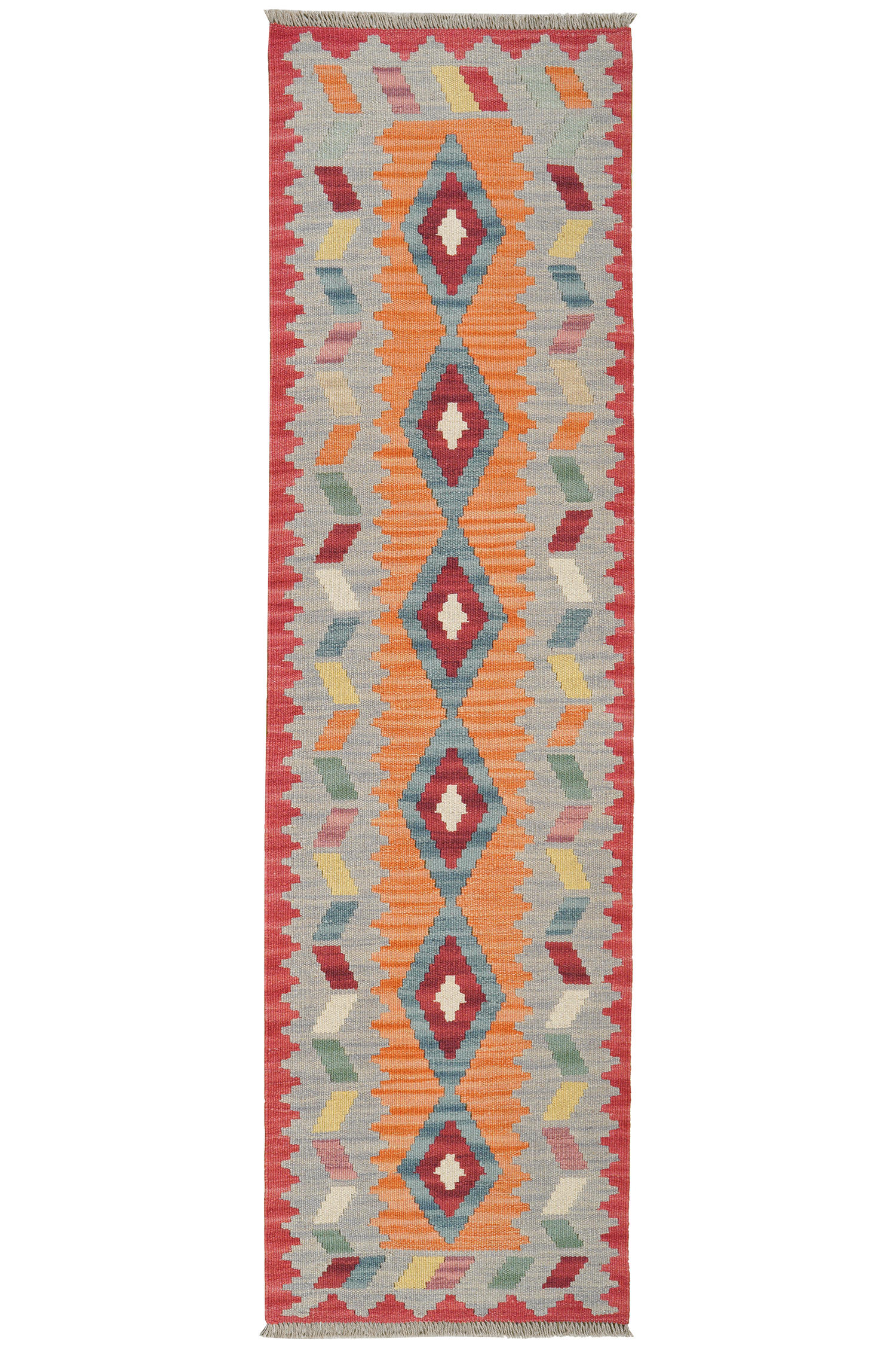 HANDWEBTEPPICH Kelim Gashgai Orange 200/56 cm Schurwolle - Orange, Textil (56/200cm) - Looma